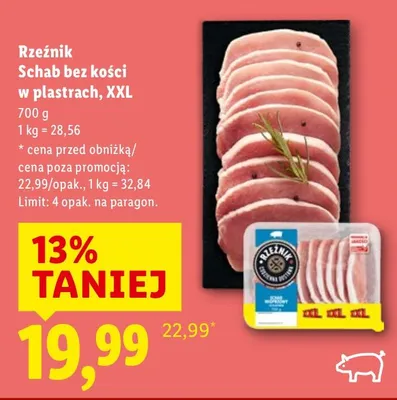 Schab bez kości w plastrach XXL promocja w Lidl