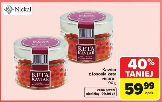 Kawior z łososia keta Nickal promocja w Carrefour Market