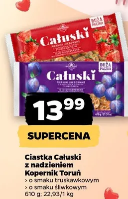 Ciastka Całuski z nadzieniem Kopernik Toruń o smaku śliwkowym promocja w Netto