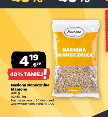 Nasiona słonecznika Mamone promocja w Netto