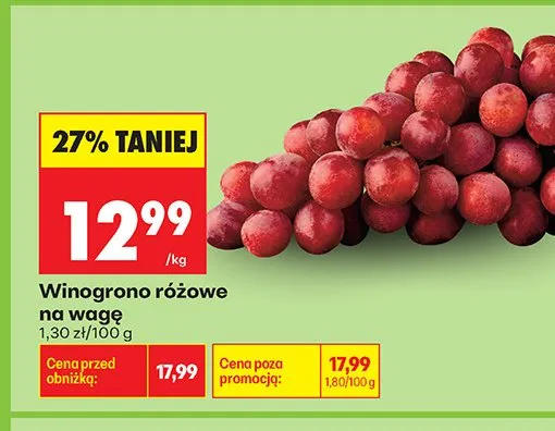 Winogrono różowe na wagę promocja w Biedronka