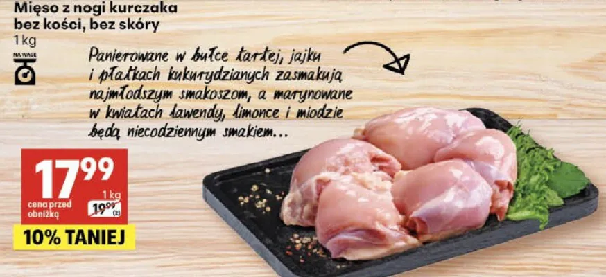 Mięso z nogi kurczaka bez kości, bez skóry promocja w Delikatesy Centrum