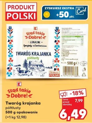 Twaróg krajanka półtłusty 500g opakowanie promocja w Kaufland