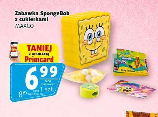Zabawka SpongeBob z cukierkami Maxco promocja w Prim Market