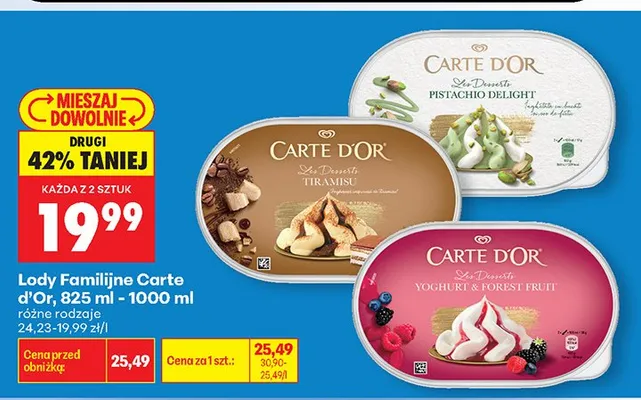 Lody Familijne Carte d'Or tiramisu promocja w Biedronka