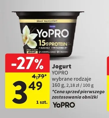 Jogurt proteinowy YoPro o smaku waniliowym promocja w Intermarche