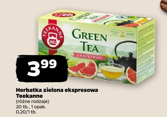 Herbatka zielona ekspresowa, różne rodzaje promocja w Netto