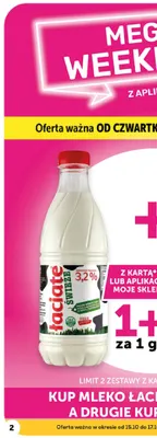 Mleko świeże Łaciate 3,2% promocja w Euro Sklep