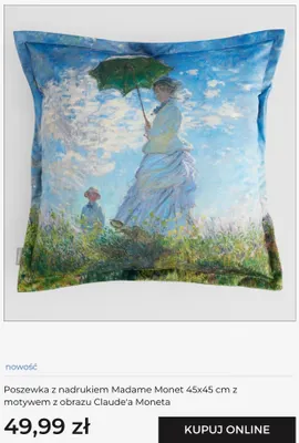Poszewka z nadrukiem Madame Monet 45x45 cm z motywem z obrazu Claude'a Moneta Home & You promocja w home&you