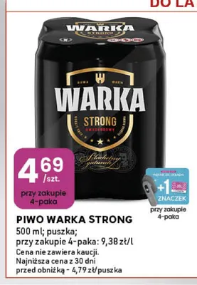Piwo Warka Strong 4-pak promocja w Stokrotka