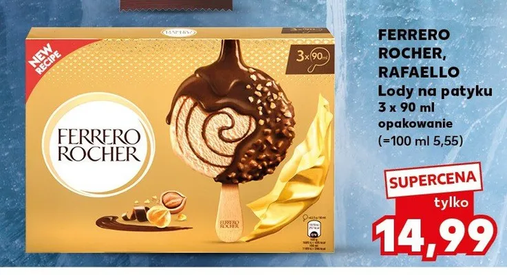 Lody na patyku Raffaello 3-pak 90 ml promocja w Kaufland