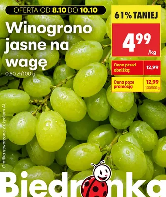 Winogrona jasne promocja w Biedronka