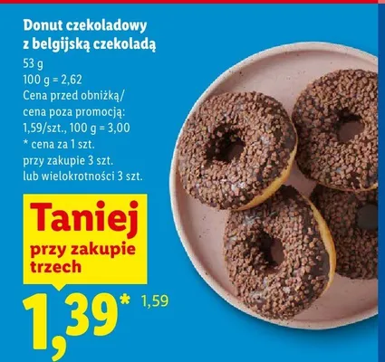 Donut czekoladowy z belgijską czekoladą promocja w Lidl