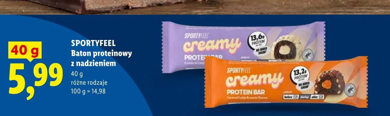 Baton proteinowy creamy z nadzieniem Sportyfeel promocja w Lidl
