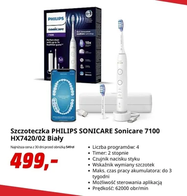Szczoteczka PHILIPS SONICARE Sonicare 7100 HX7420/02 Biały promocja w Media Markt