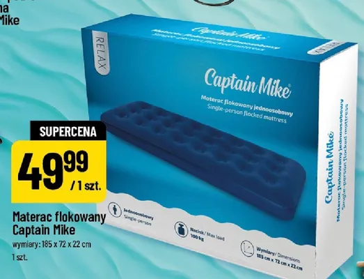 Materac flokowany jednoosobowy Captain Mike promocja w POLOmarket