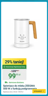 Spieniacz do mleka Zeegma z funkcją podgrzewania promocja w ERLI