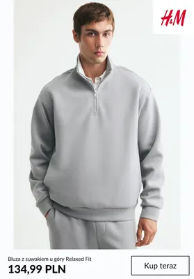 Bluza z suwakiem u góry Relaxed Fit H & M promocja w H&M