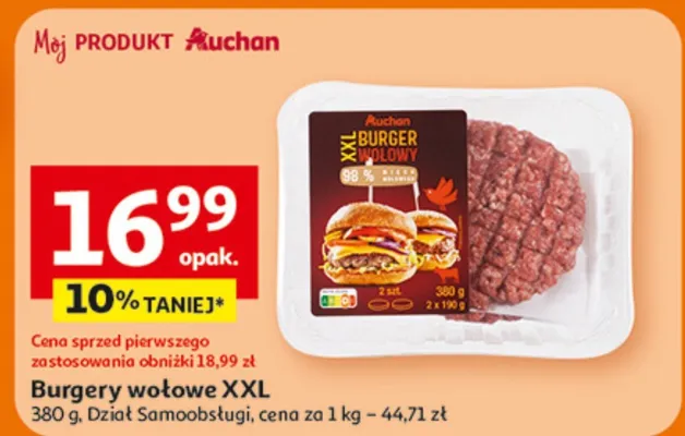 Burgery wołowe XXL Dział Samoobsługi promocja w Auchan