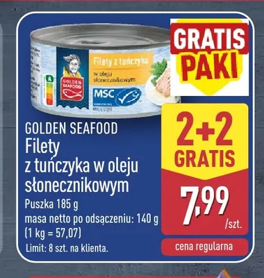 Filety z tuńczyka w oleju słonecznikowym Golden Seafood promocja w Aldi