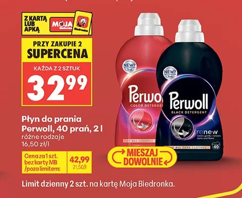 Płyn do prania Perwoll Black Detergent 40 prań promocja w Biedronka