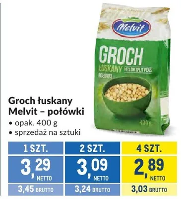 Groch łuskany Melvit - połówki promocja w Makro