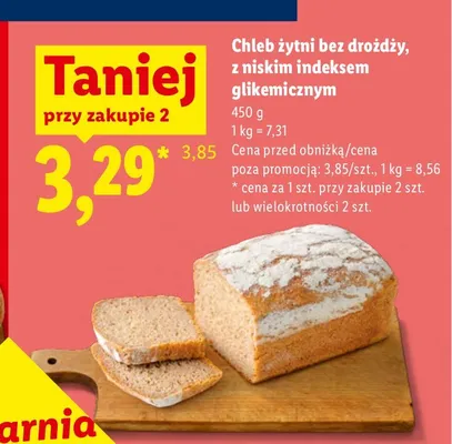 Chleb żytni bez drożdży z niskim indeksem glikemicznym promocja w Lidl