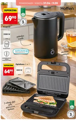 Czajnik Hoffen 2200W 1,8l podwójne ścianki obrotowa podstawa promocja w Biedronka