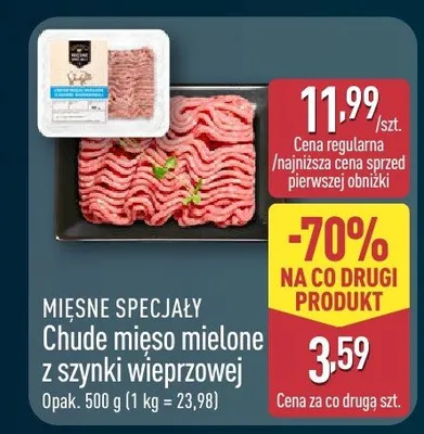 Mięso mielone chude z szynki wieprzowej promocja w Aldi