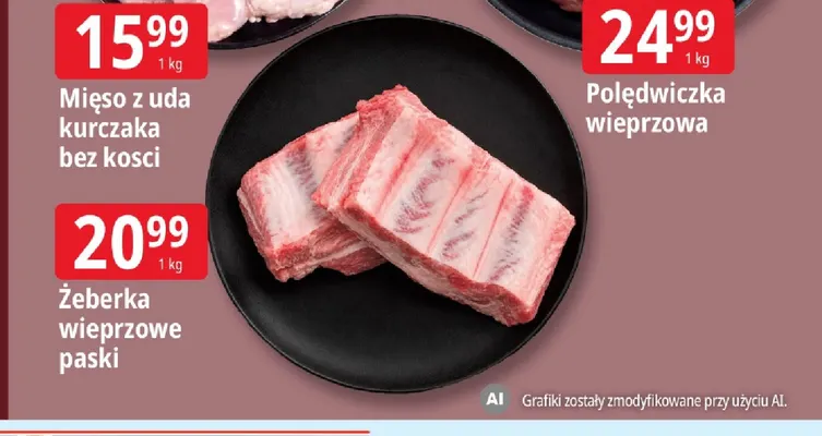 Żeberka wieprzowe paski promocja w Leclerc
