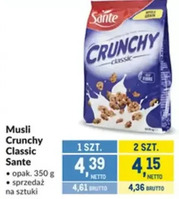 Musli Crunchy Classic Sante promocja w Makro