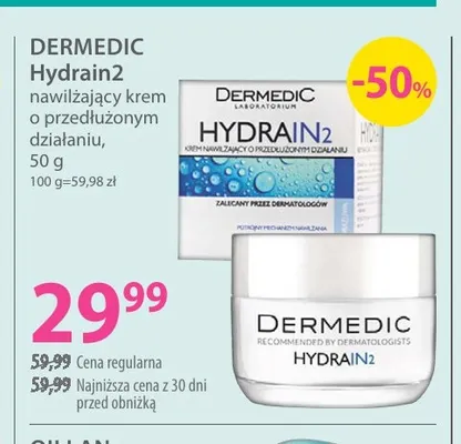 Hydrain2 nawilżający krem o przedłużonym działaniu Dermedic promocja w Hebe