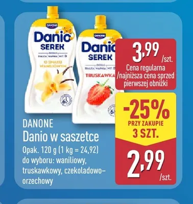 Danio w saszetce waniliowy Danone promocja w Aldi