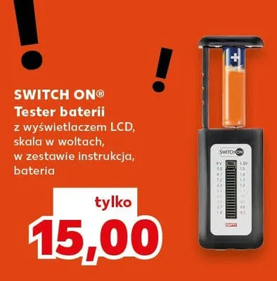 Tester baterii z wyświetlaczem LCD, skala w woltach, w zestawie instrukcja, bateria promocja w Kaufland