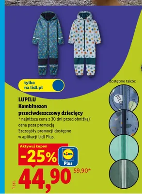 Kombinezon przeciwdeszczowy dziecięcy Lupilu promocja w Lidl