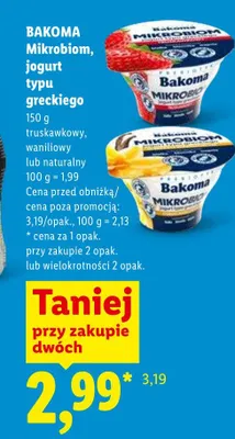 Jogurt typu greckiego Bakoma Mikrobiom waniliowy promocja w Lidl