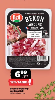 Boczek wędzony Lardons Bell promocja w Netto