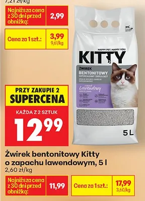 Żwirek bentonitowy o zapachu lawendowym promocja w Biedronka