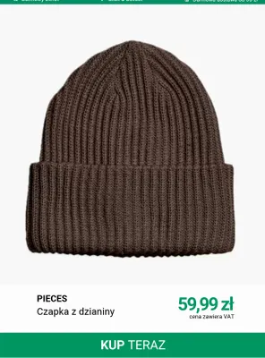 Czapka z dzianiny Pieces promocja w Deichmann