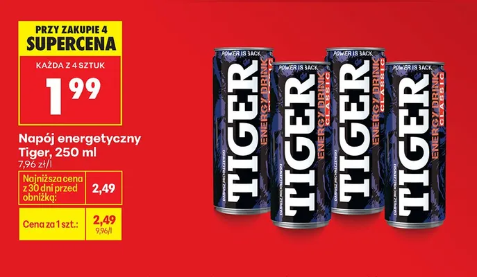 Napój energetyczny Tiger promocja w Biedronka