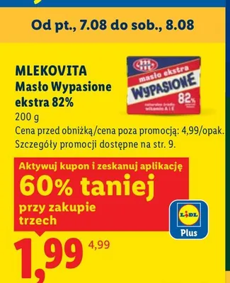 Masło Wypasione ekstra 82% Mlekovita promocja w Lidl