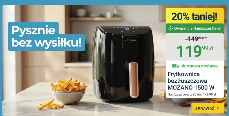 Frytkownica beztłuszczowa MOZANO 1500W promocja w ERLI
