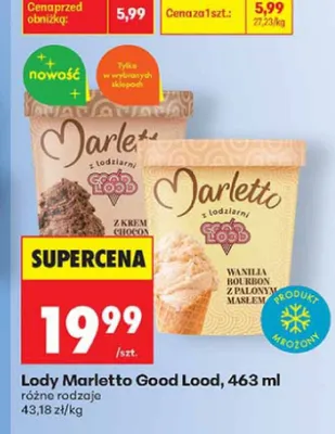 Lody Marletto Good Lood wanilia bourbon z palonym masłem promocja w Biedronka
