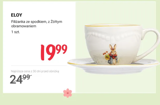 Filiżanka ze spodkiem, z żółtym obramowaniem promocja w Rossmann