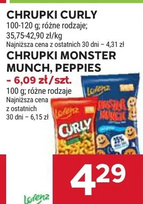 Chrupki Curly, Monster Munch, Peppes promocja w Stokrotka