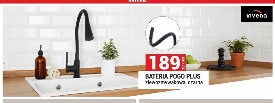 Bateria zlewozmywakowa Invena Pogo Plus czarna promocja w Merkury Market