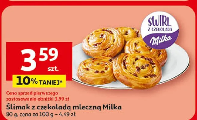 Ślimak z czekoladą mleczną Milka promocja w Auchan