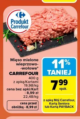 Mięso mielone wieprzowo-wołowe Carrefour promocja w Carrefour Market