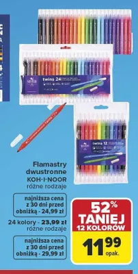 Flamastry dwustronne KOH-I-NOOR 12 kolorów promocja w Carrefour