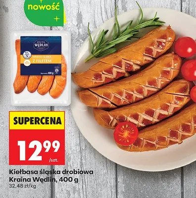 Kiełbasa śląska drobiowa z filetem Kraina Wędlin promocja w Biedronka